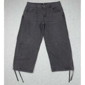 Madden NYC Jeans Womens 18‎ Gray Drawstring Cropped Streetwear
